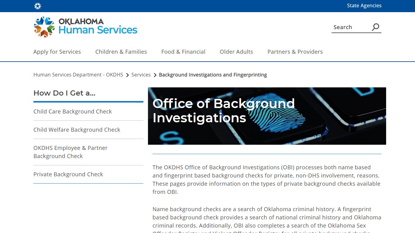 Background Investigations and Fingerprinting - Oklahoma